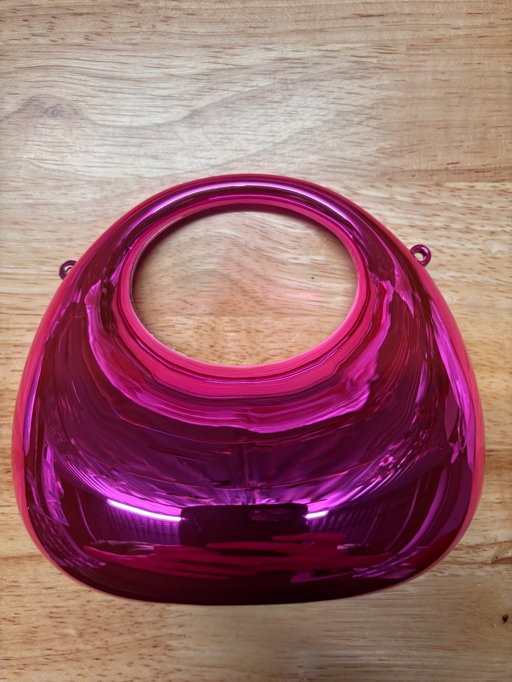 Small Shiny Metallic Pink Oval Clutch Purse with Chain Strap crossbody nwot